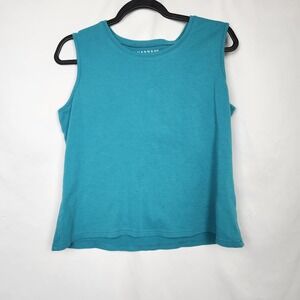Hannah‎ Womens Teal Sleeveless Tank Top  Round Neck Size Large